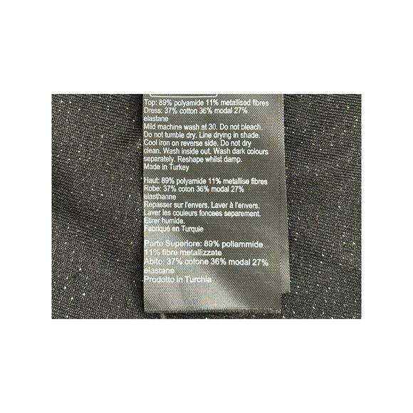 AllSaints Sami Metallic Hi Low Midi Skirt Black Twist Waist Holidays Party 0 - Picture 6 of 10